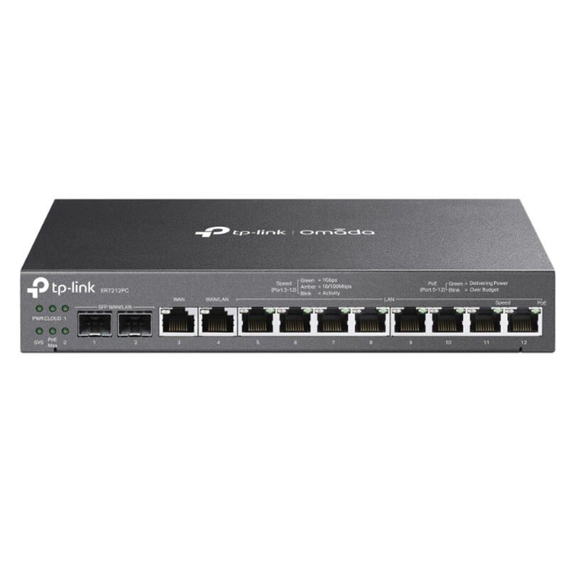 TP-LINK OMADA ER7212PC 2XGIGABIT SFP WAN/LAN PORT 1XGIGABIT RJ45 WAN 1XGIGABIT SFP WAN/LAN 8XGIGABIT VPN ROUTER