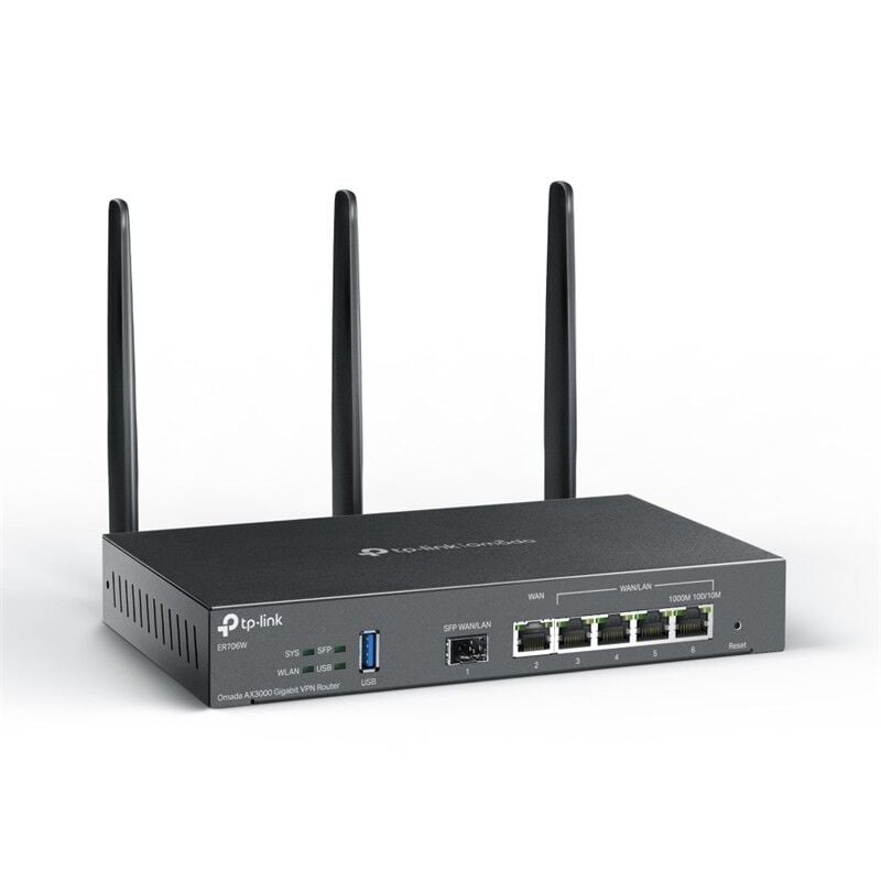 TP-LINK OMADA ER706W AX3000 WIFI6 1XGIGABIT SFP WAN/LAN PORT 1XGIGABIT RJ45 WAN PORT 4XGIGABIT WAN/LAN RJ45 VPN ROUTER