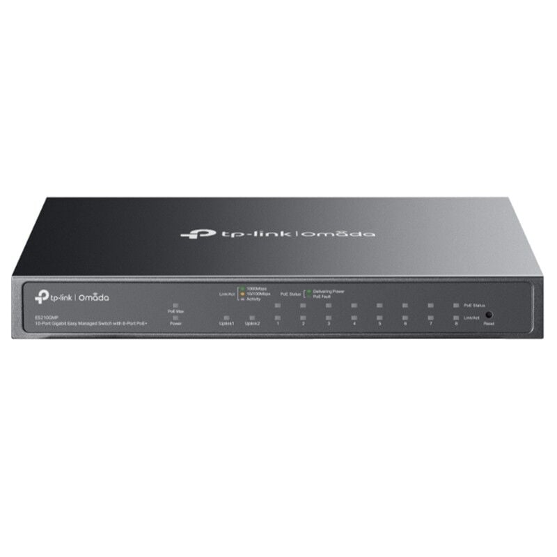 TP-LINK OMADA ES210GMP 10 PORT GIGABIT + 8PORT POE+ YÖNETİLEBİLİR 123W POE METAL KASA SWITCH