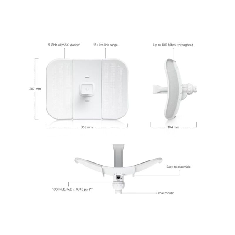 UBIQUITI LBE-M5-23 5GHZ 23DBI 20KM PTP/PTMP DIŞ ORTAM ACCESS POINT(ADAPTÖRLÜ)