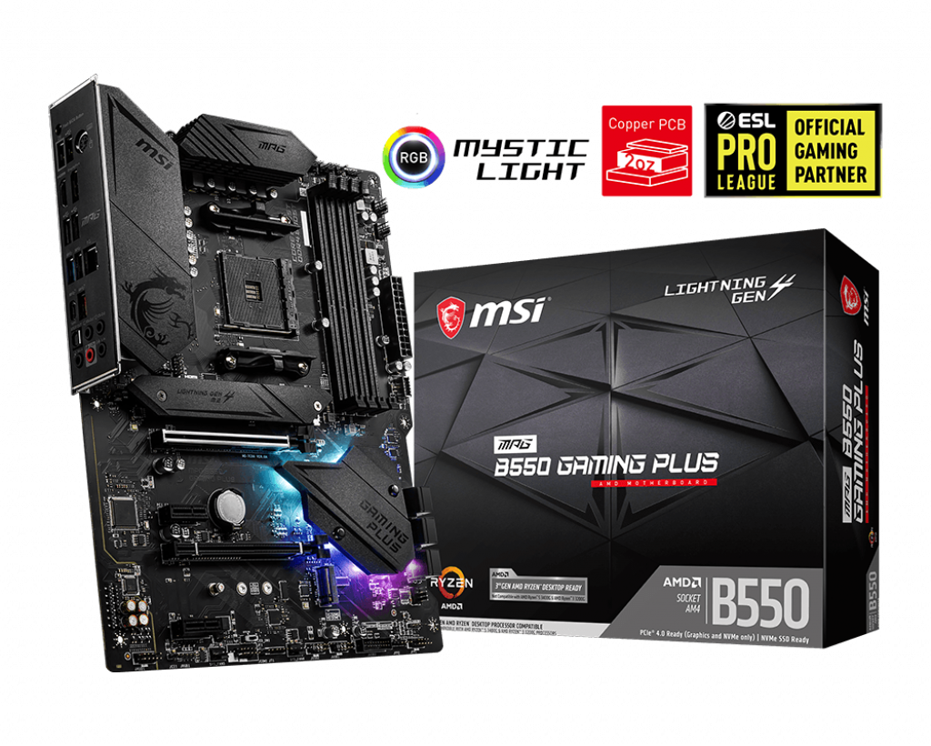 MSI MPG B550 GAMING PLUS DDR4 4400MHZ 1XHDMI 1XDP 2XM.2 USB 3.2 ATX AM4 (AMD AM4 5000/4000G/3000 SERİLERİ İLE UYUMLU)