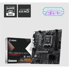 MSI PRO B850M-E EVO DDR5 8200MHZ 1XVGA 1XHDMI 1XM.2 USB MATX AM5 (AMD AM5 9000/8000/7000 SERİLERİ İLE UYUMLU)