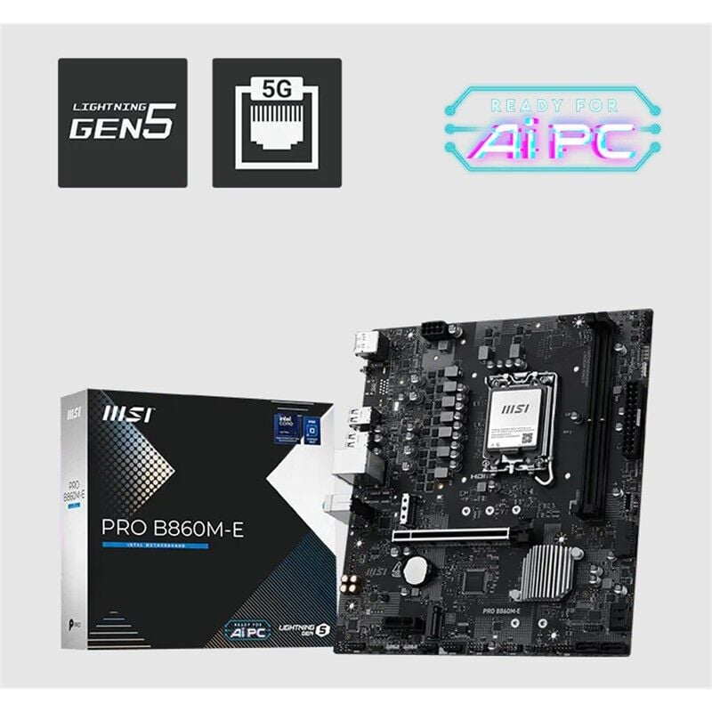 MSI PRO B860M-E DDR5 9066MHZ 1XHDMI 1XDP 2XM.2 USB MATX 1851P(INTEL ULTRA PROCESSORS SERIES 2)