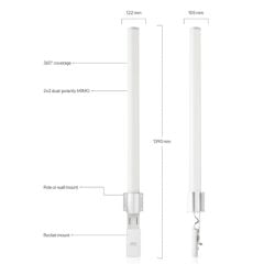 UBIQUITI AIRMAX AMO-5G13 5GHZ 360 DERECE 2X2 MIMO 13 DBI HARİCİ SEKTÖR ANTEN